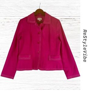 NEIMAN MARCUS Women’s Size 12 Blazer Jacket Lined Pink Silk Button Front